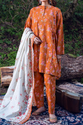 TANGERINE - Printed Unstitched Khaddar Suit (3 Piece) 3146